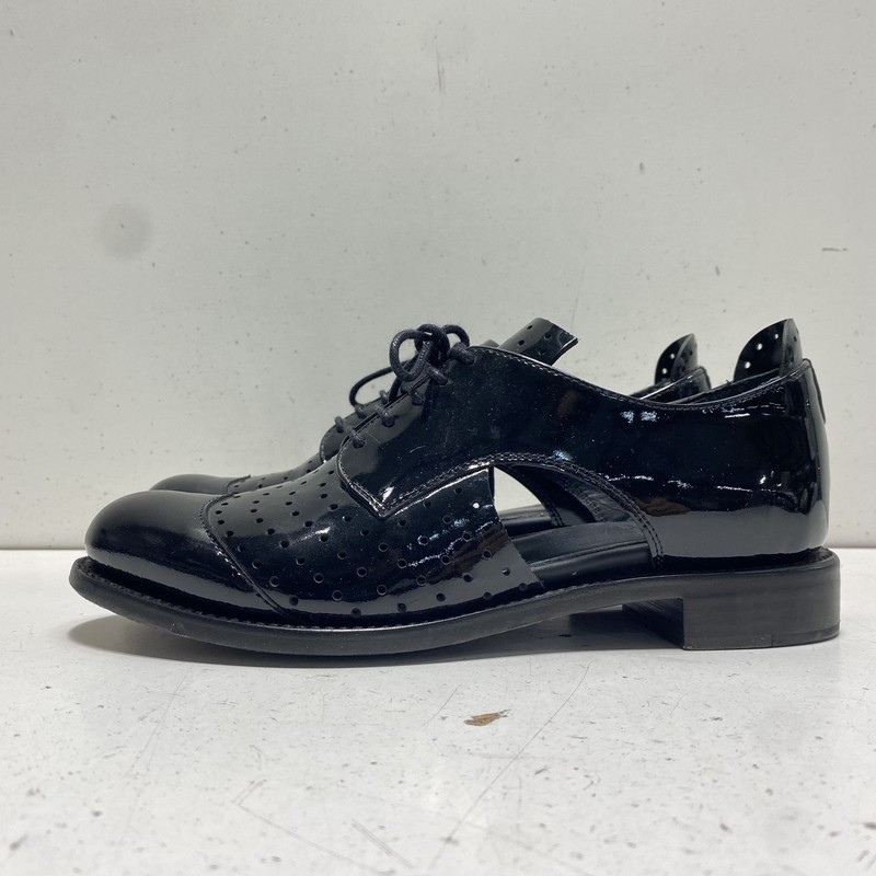 The Office of Angela Scott Black Patent Leather Cutout Oxford Brogue Size 36
