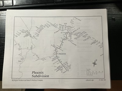 BNSF Santa Fe Railroad Phoenix, Arizona Track Charts ATSF Map Atlas