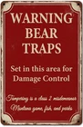 Vintage Warning Bear Traps Set Tin Metal Signs Home Décor 8x12