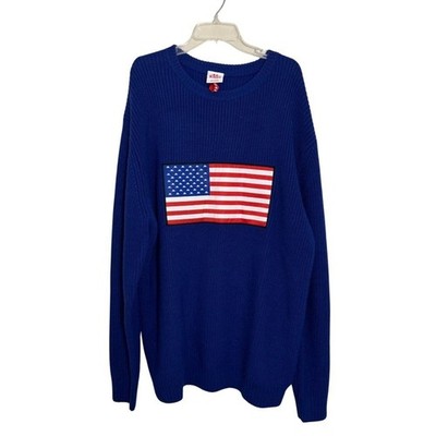 Kappa Blue American Flag Knit Sweater Size XXL Preppy USA Track and Field