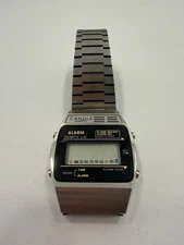 VINTAGE *NEW* 1970's Candle Quartz Digital Alarm Calendar Stainless Steel Watch