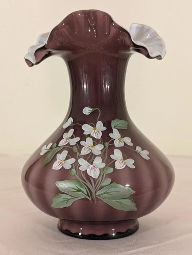 Fenton Glass Vase Hand Painted