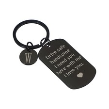 Drive Safe Keychain, 1 Pcs Letter W Keychain with Gift Box, Black White