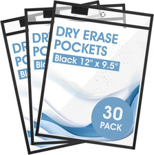 30 Pack Job Ticket Holders, 9X12 Inch Clear Paper Sleeves Protector Hanging, Hea