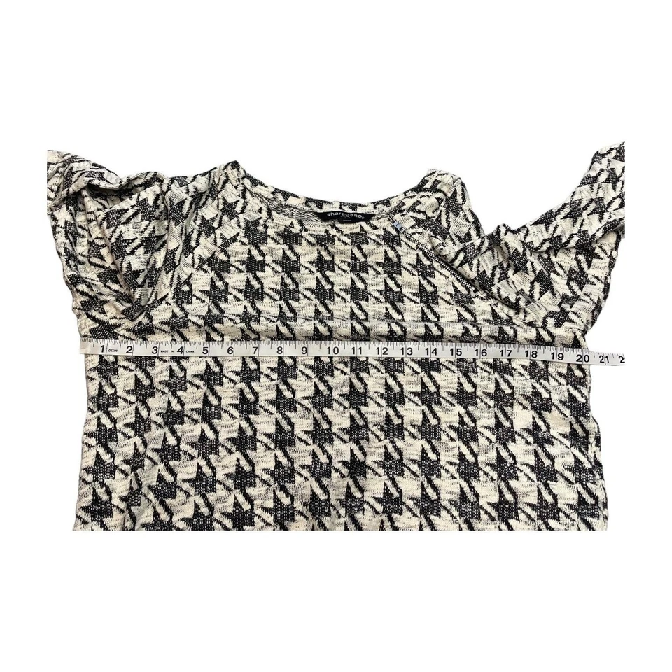 Suéter feminino Sharagano médio marfim preto Houndstooth algodão zíper manga raglan - Imagem 4 de 4
