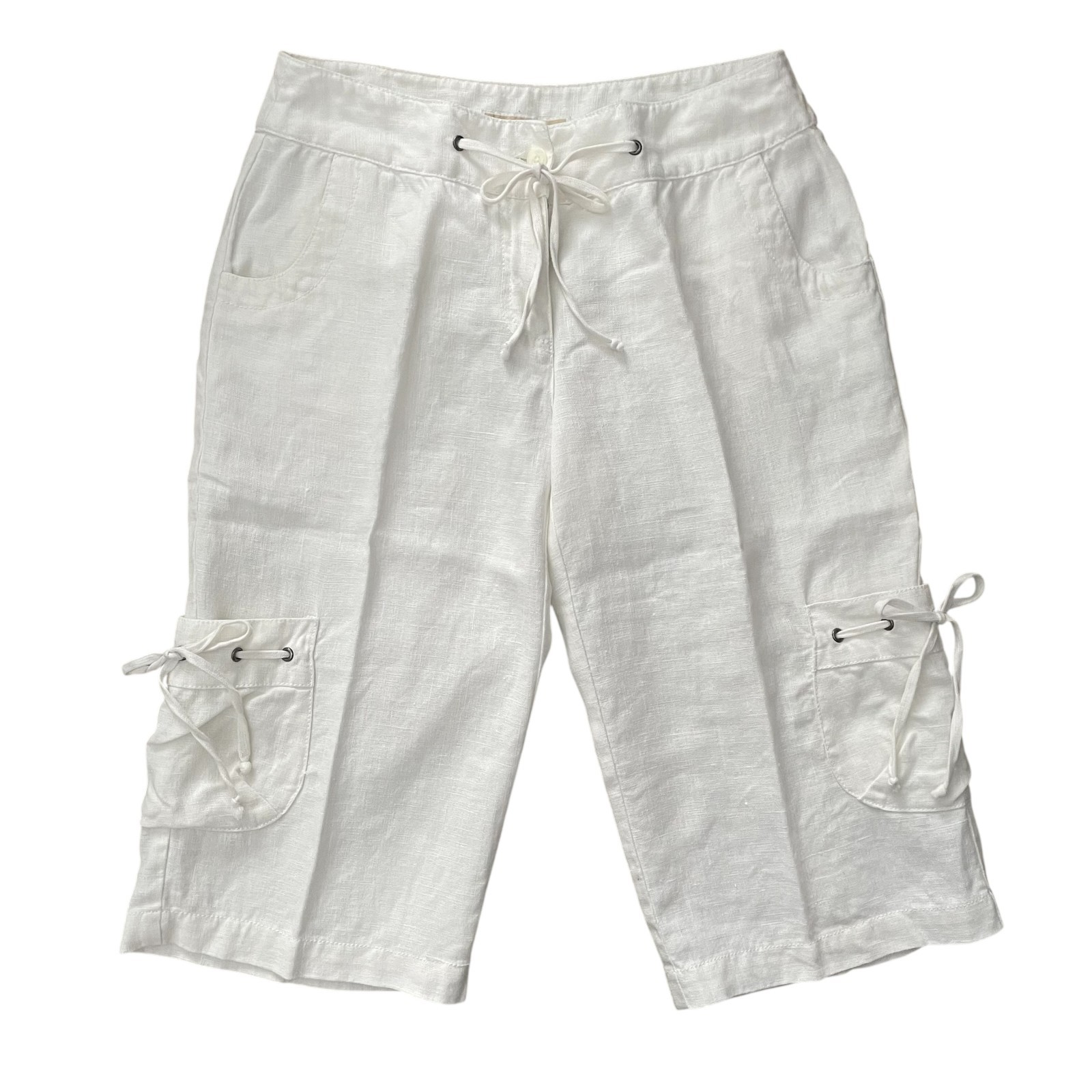 Michael Michael Kors Womens 2 Cargo Bermuda Shorts 100% Linen Pockets White