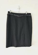 M  S Skirt Women' Black Fleck With Wool  Silk Lined Front Split Pencil Size 14