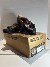 Mens H.S. Trask Fishing Camp 9.5 N brown/black Handsewn Leather Loafers USA made