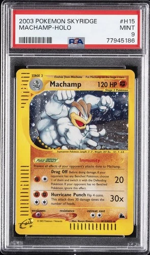 2003 POKEMON SKYRIDGE #H15 MACHAMP-HOLO PSA 9