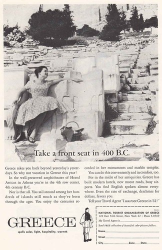 1961 Greece: Take a Front Seat in 400 BC Vintage Print Ad