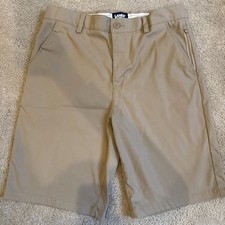 Lands End Boys Uniform Active Performance Shorts Khaki Chino Size 16