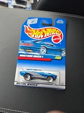 Hot Wheels 1999 Mainline MUSTANG MACH 1 Collector #1105 Blue w/lace wheels