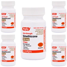Rugby Simethicone 180mg - 60 Softgels | Ultra Strength Phazyme (8-2027) - 5 Pack