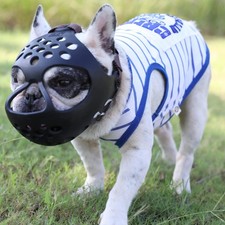 Short Snout Dog Muzzles,Soft Silicone Adjustable Breathable Bulldog Muzzle fo...