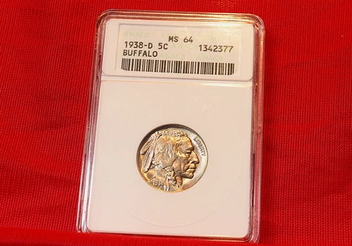 1938 D Buffalo Nickel! - ANACS MS64 Old Soapbox! - BEAUTIFUL GEM! - Ships Free!