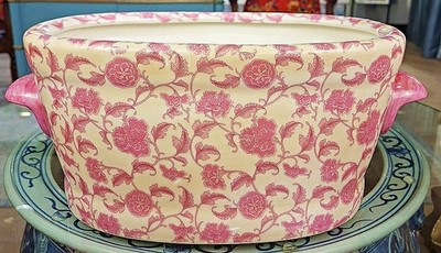 Chinoiserie Porcelain Footbath. Hand Painted Primrose Pink Design (14.50 L)