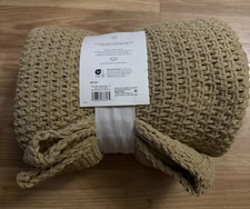 50  x60  Carmel Tan Chenille Knit Throw Blanket Threshold Soft Cozy Textured Knit