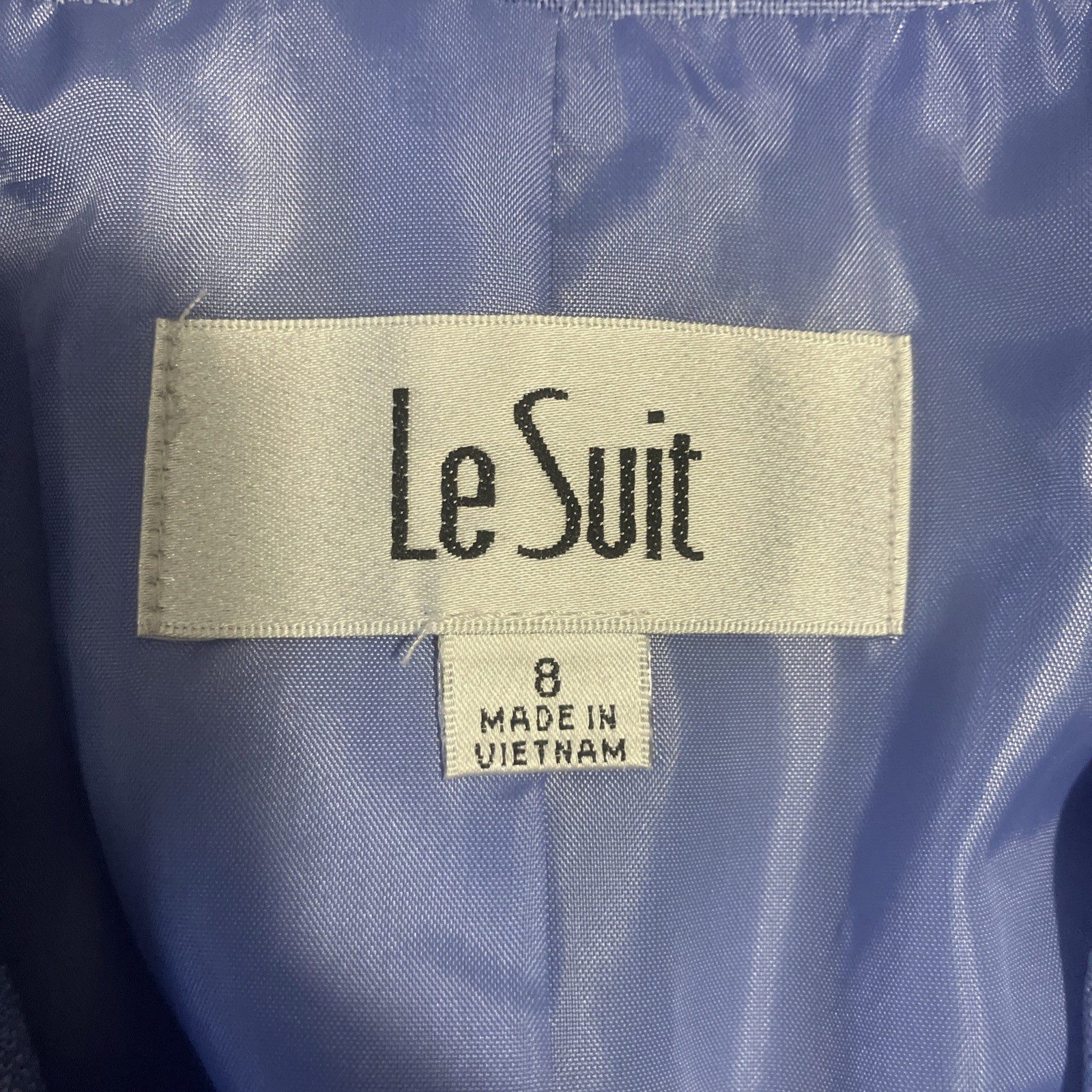 Le Suit Jacket Blazer Sz 8 Blue Textured Pockets Lined Business Formal