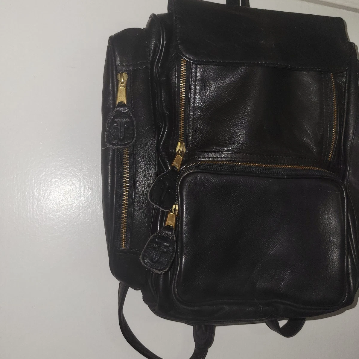 Frye black leather distressed backpack Frye Logan Leather Backpack - Black Tumbled Leather - Mid  main image 4