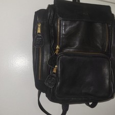 Zaino vintage Frye in pelle nera multitasche ferramenta ottone raro unisex
