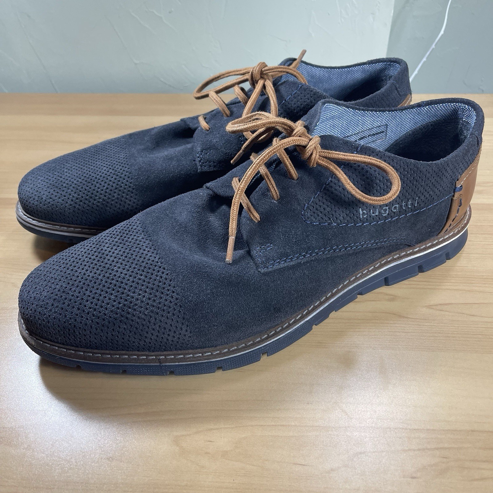 Bugatti Simone Paneled Boat Shoes 331-9711K-1400 Sz 46 (US 12) Blue /graySuede