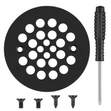 4-1/4 Inch Round Shower Drain Cover Black Replacement Screw-in Shower Floor