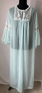 Vintage 70’s 80’s Komar Nightie Lingerie Lace Flutter Sheer Floral Maxi Large