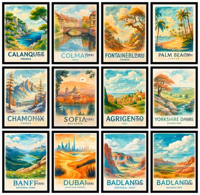 Weltstädte Reise Poster Druck | Berühmte Landschaft Wandbild für Heimdekoration