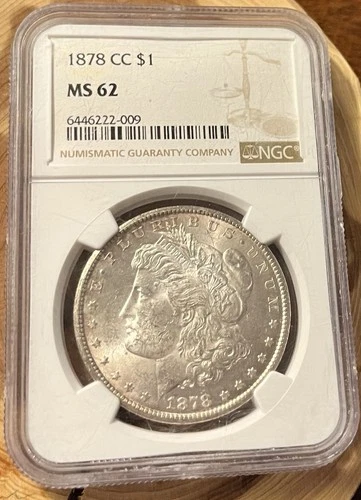 1878 CC Morgan Silver Dollar NGC MS 62 Only 2.2 Million Minted