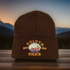 DULUTH MINNESOTA MN Sheriff Police BRIDGE BARGE RIVER Beanie 1870 Hat Black USA