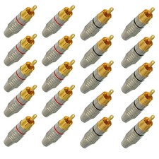 50Pcs RCA Male Connector Plug with Spring Coax Audio Solder Adapter Gold