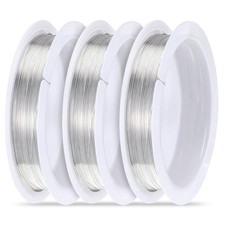 3 Rolls Beading Wire Silver 0.3mm Copper Wires for Jewelry 0.3mm,