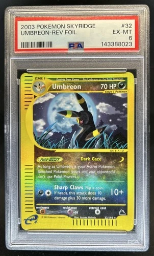 2003 Pokemon Skyridge Umbreon Reverse Holo #32/144 PSA 6