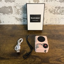 NEW - Record Player Mini Bluetooth Speaker - Pink