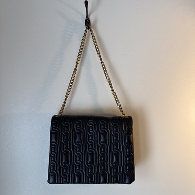 Zara Quilted Purse Handbag Thick Gold Tone Chain Black Flap Bag Boho Puffy