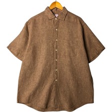 Used Brooks Brothers 346 Wide Collar Short Sleeve Linen Shirt Men's Size L