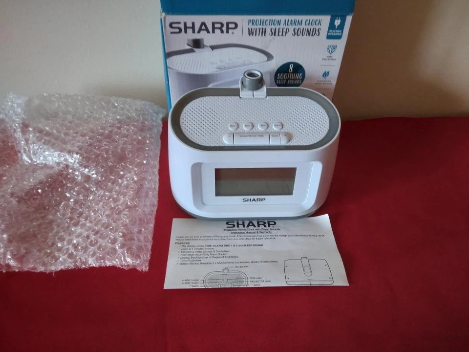 Sharp Projection Dual Alarm Clock w/8 Sleep Sounds, Adapter - Image 3 of 4