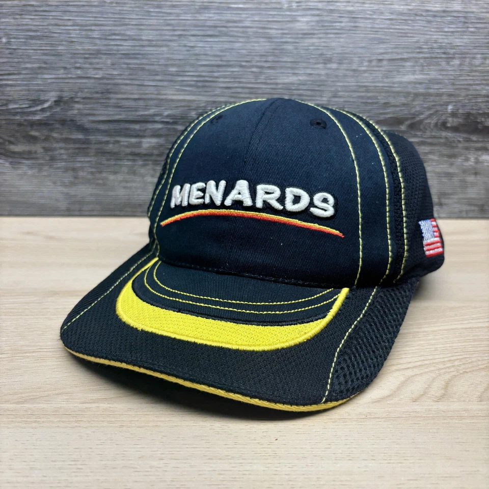 Gorra Menards Gorra Correa Trasera Para Hombre Negro Amarillo NASCAR Racing 98 Paul Menard Malla Foto 3 de 4