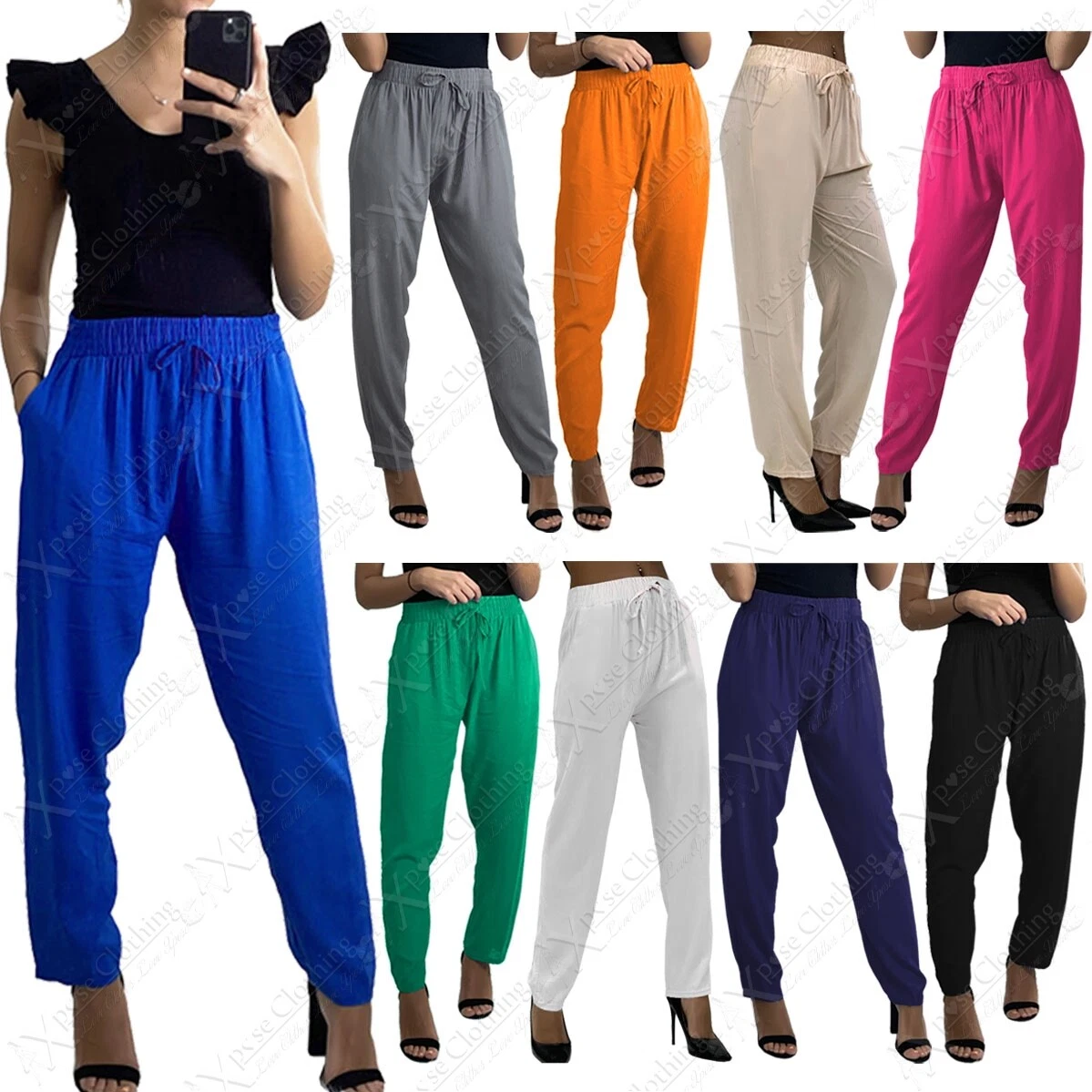 NEW LADIES COTTON STRAIGHT LEG TROUSERS WOMEN SUMMER SLIM FIT CIGARETTE  PANTS