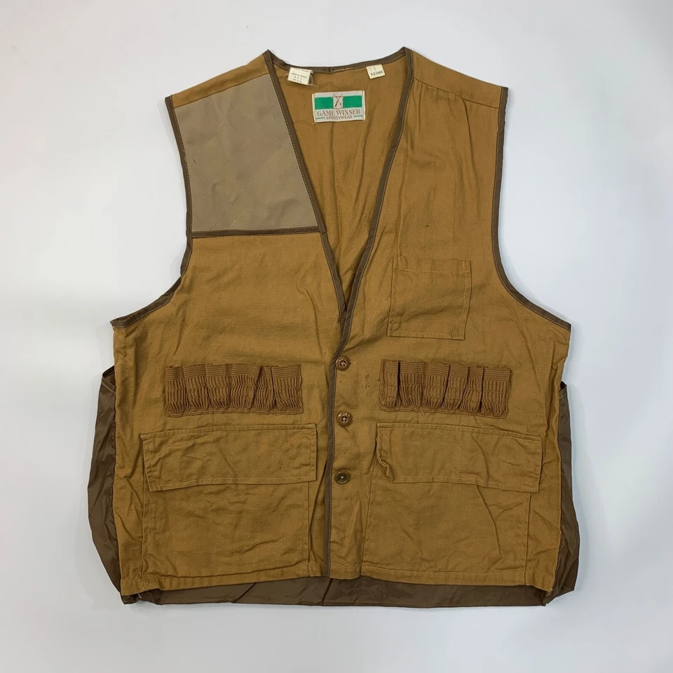 Vintage Game Winner Hunting Vest Mens L Large Shooting Bullet Sleeveless Cotton - Image 2 of 4