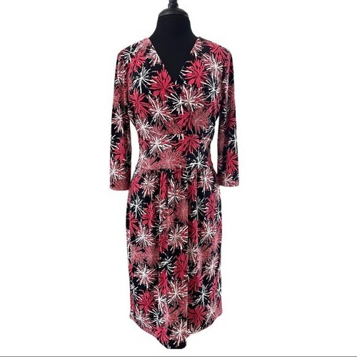 Talbots V-Ausschnitt Jersey Strick Feuerwerk Kleid-Größe 8P