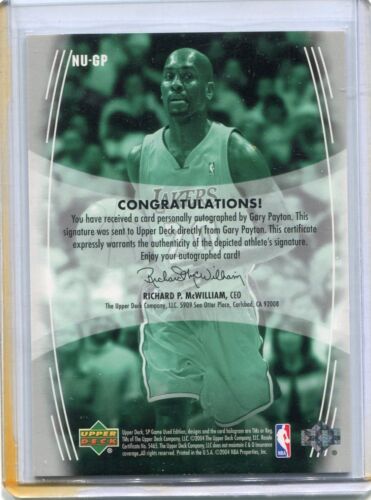 2004-05 SP Game Used Gary Payton Endorsed Numbers Auto Autograph SSP #'d 9/20 - Picture 2 of 2