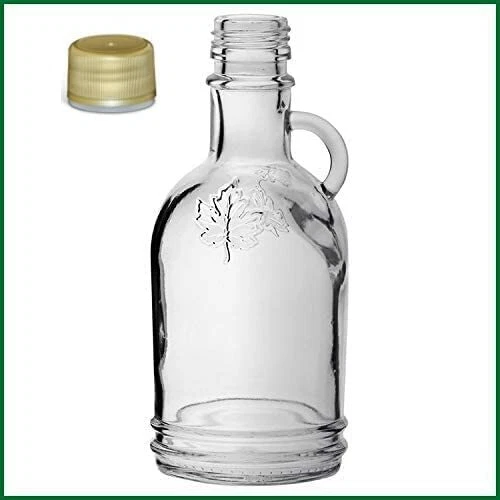 LIBERTY SUPPLY CASE OF 12, Glass Empty Maple Leaf Syrup Bottles 500ml(ea) NEW w/tamper evi caps
