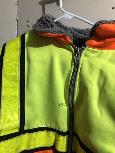 Safety Line Neon Insulated Safety Bomber Reflective Winter Jacket Warm Coat XL - Picture 4 of 6
