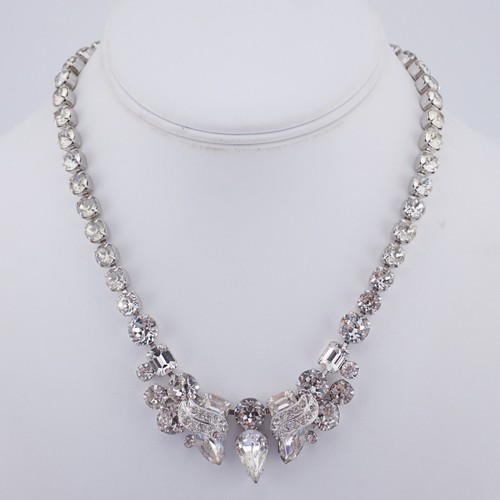 Set spille collana 16" strass trasparenti glassa firma Eisenberg vintage blocco Eisenberg - Foto 4 di 14