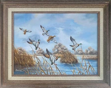 Bruce Taylor "Secret Spot" Flying Mallard Duck Nature Acrylic on Canvas Painting