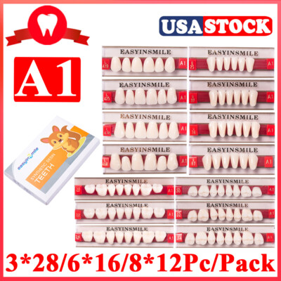A1/A2/A3 Acrylic Resin Teeth Dental False Teeth Veneer Full Sets 84/96pcs