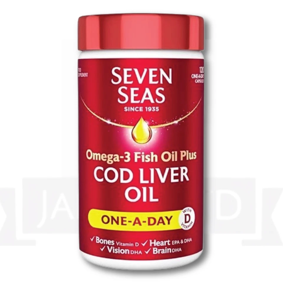 Aceite puro de hígado de bacalao Seven Seas 120 cápsulas - PACK DE 2 Foto 2 de 2