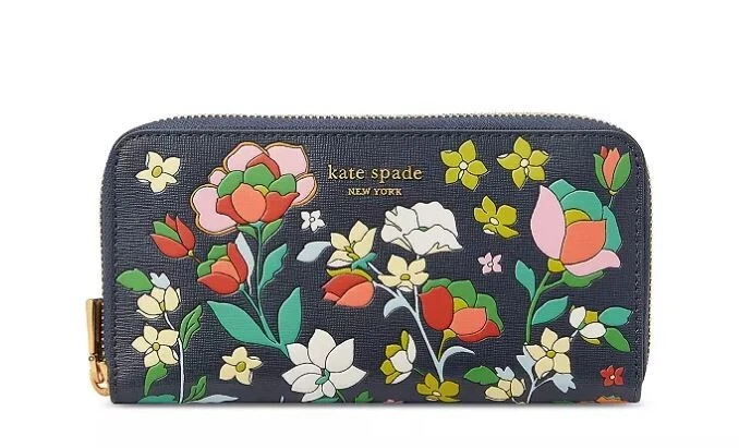 Kate Spade NY Morgan Flower Bed Emboss Saffiano Leather Continental Wallet  ITALY