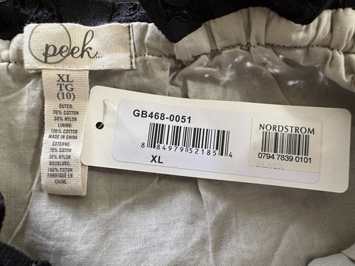 PEEK Girls Black Floral Lace Short Skirt NWT XL 10 Nordstrom - Picture 3 of 4